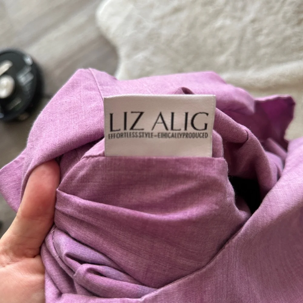 Unique Flour Sack Asymmetrical Purple Dress with Button Details - Picture 7 of 10